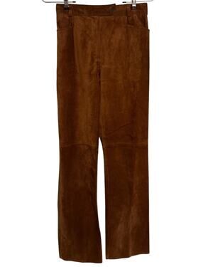 VTG Ann Taylor Cognac Brown Leather Pants Women’s 2 Straight Leg USA NWT
